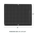 HantekSteel Metal Pegboard 16-Inch Tall x 20-Inch Wide Heavy Duty Wall Organizer for Home Garage Tool Storage 4pcs Black